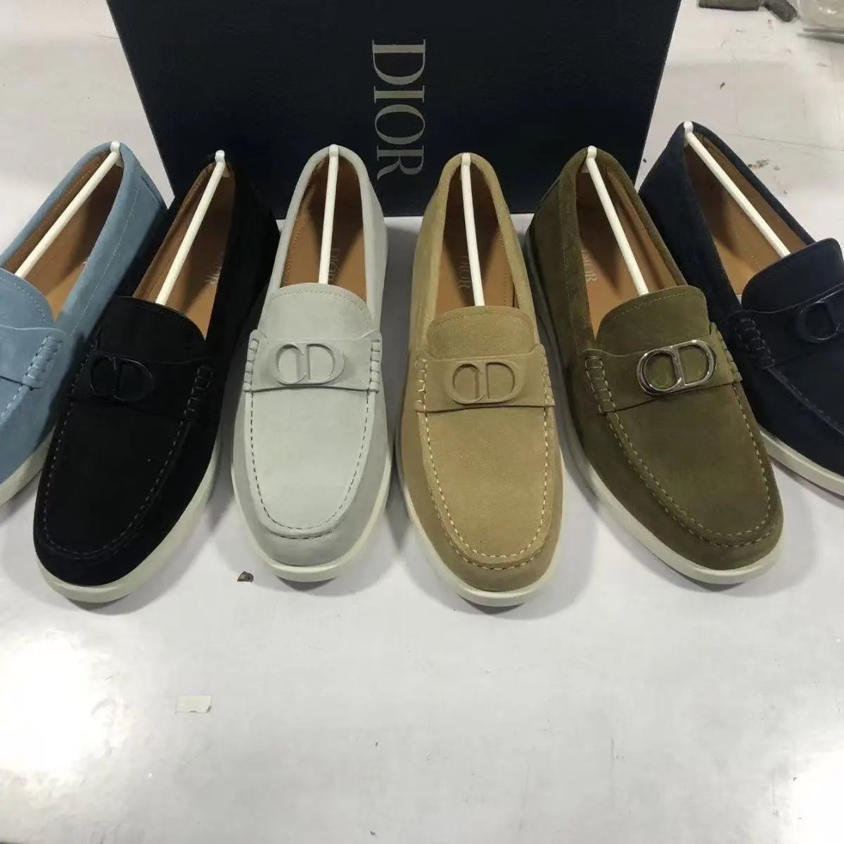Dior CD Logo Suede Loafers Men's Fashion Shoes