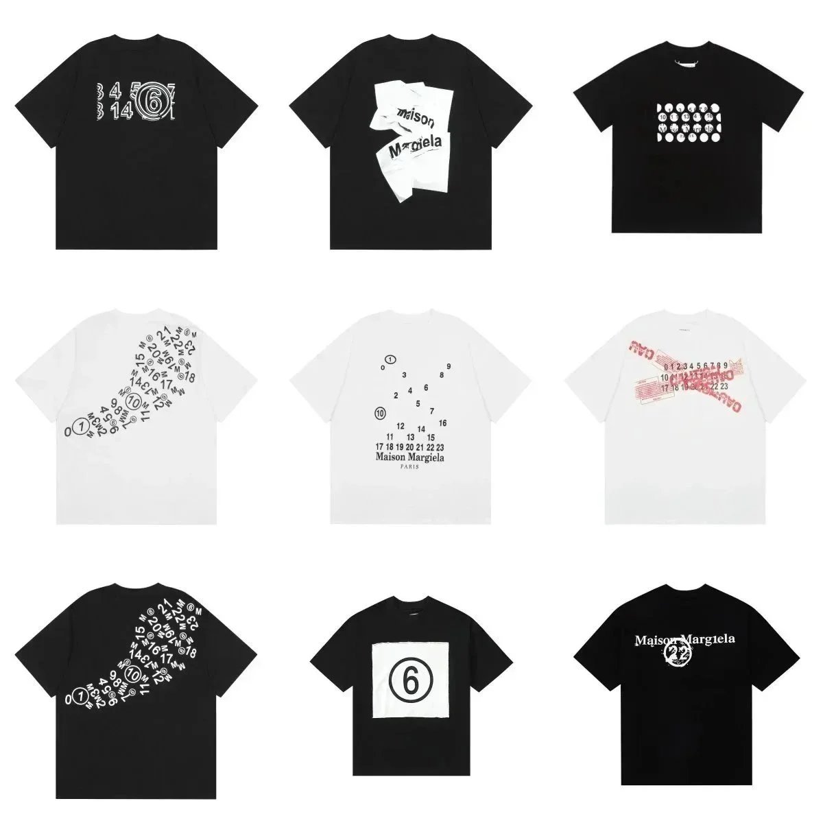 Maison Margiela Number Series T-Shirts Black White