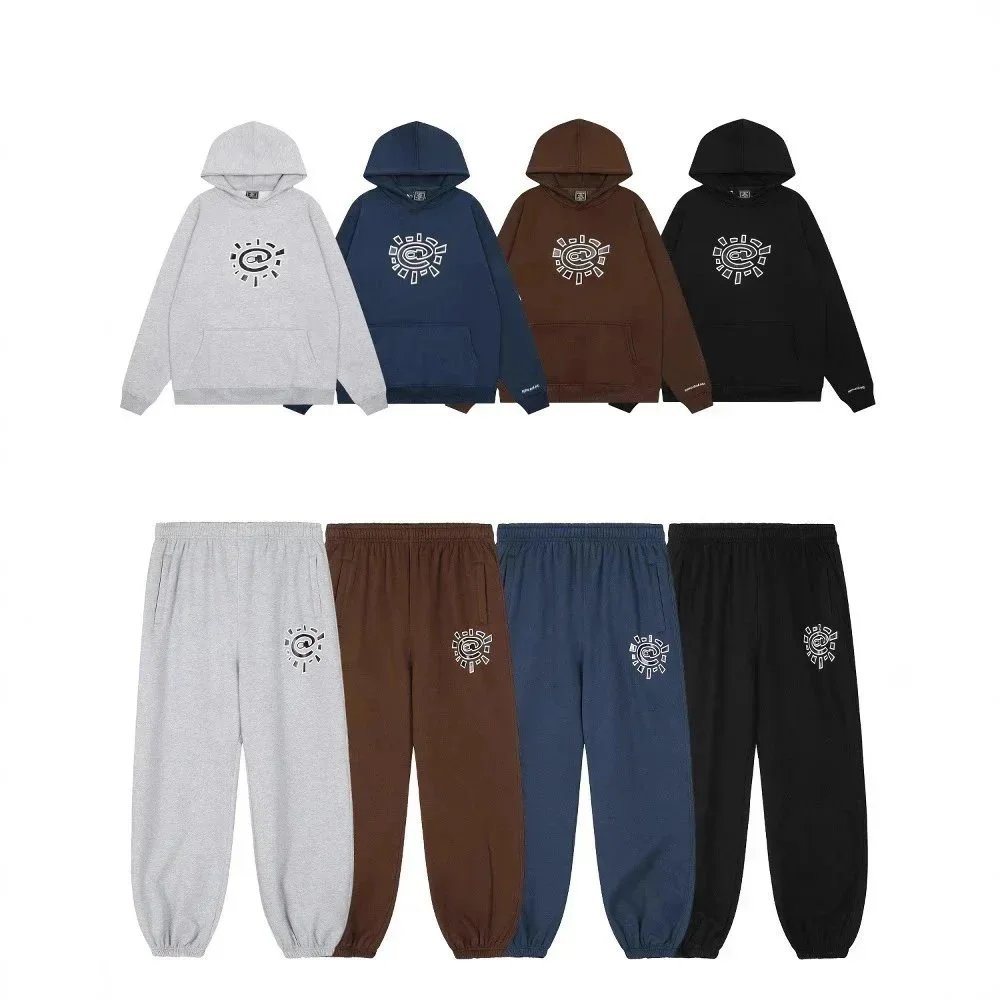 Hoodie and Sweatpants Set with Sun Logo Design