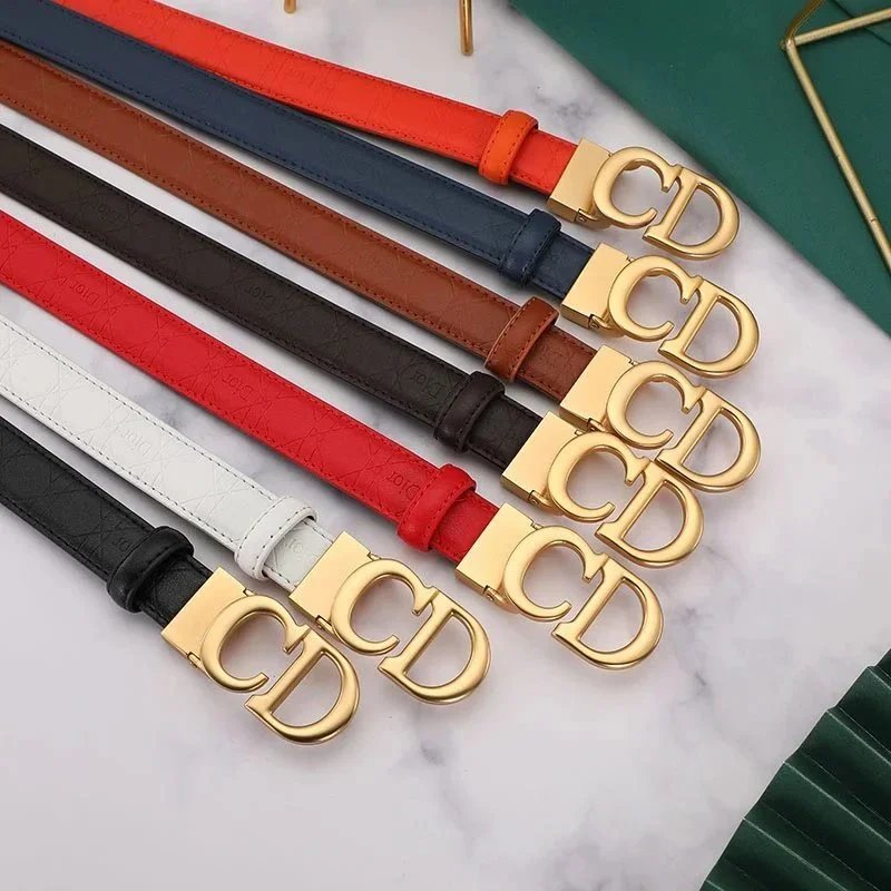 CD Logo Leather Belt Fashion Women's Waist Belt