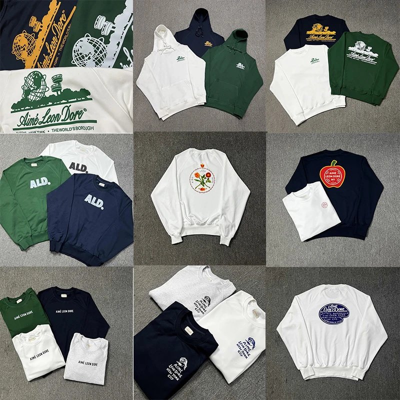 跨境Aime Leon Dore纽约皇后区地标建筑印花连帽简约百搭字母卫衣