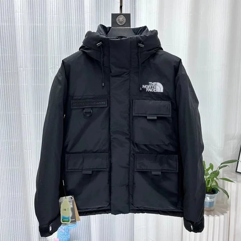 The North Face Black Hooded Winter Jacket with Multiple Pockets