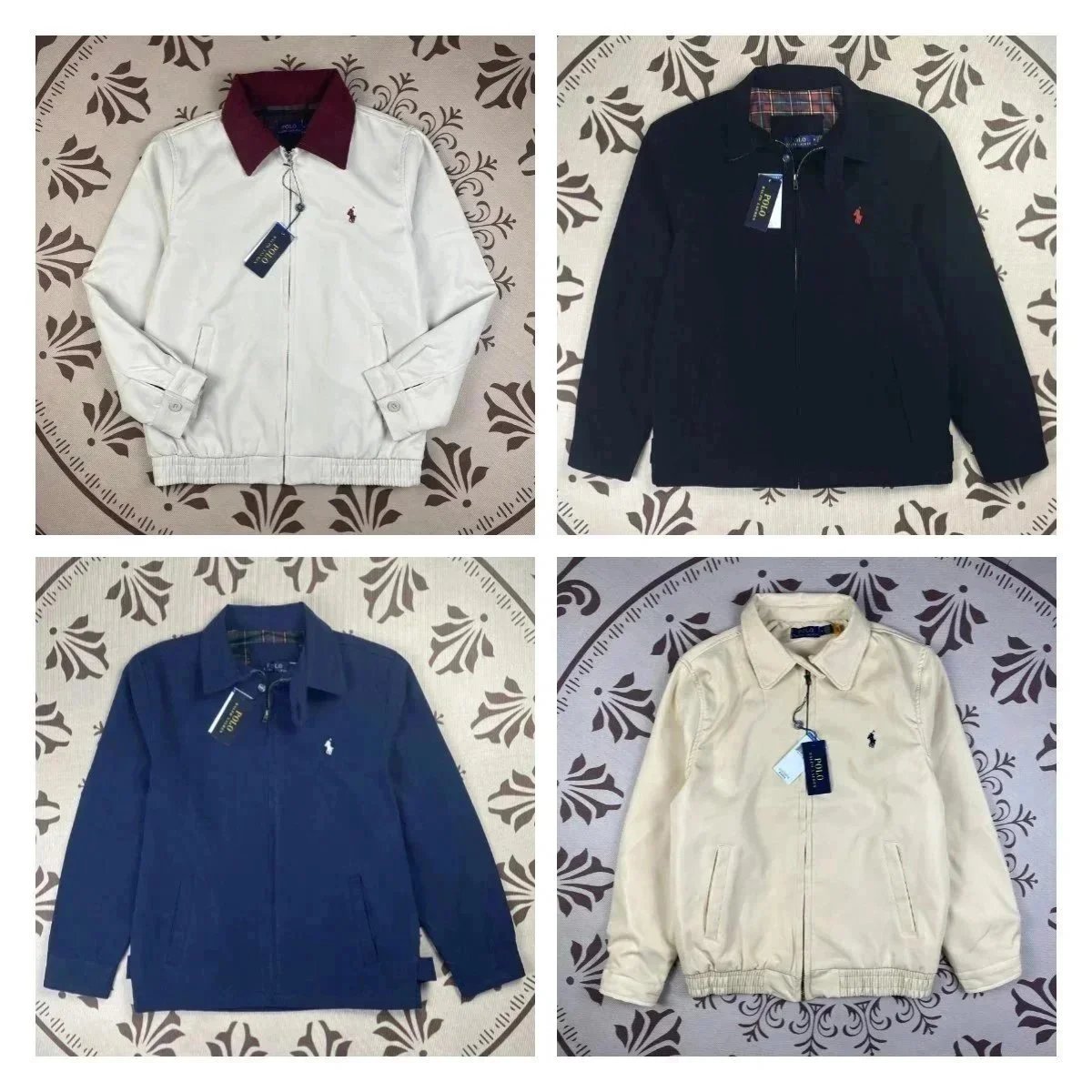 Polo Ralph Lauren Men's Zip-Up Jacket in White Black Navy Beige