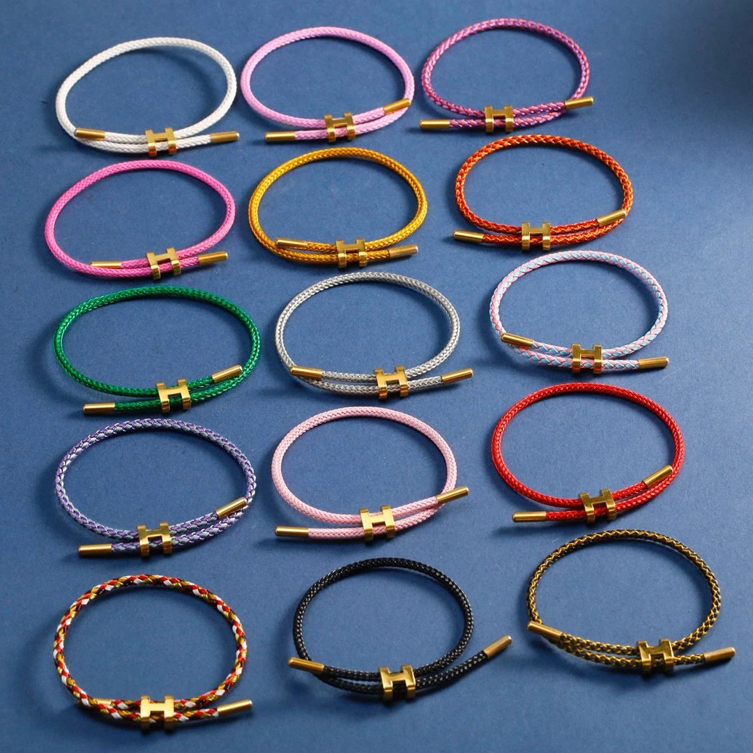 Hermes H Bracelet Collection - Colorful Braided Leather Cord Jewelry