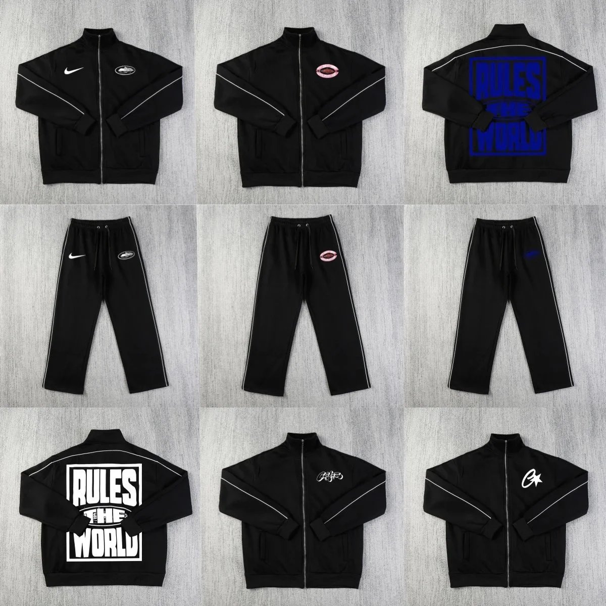 Nike Black Track Jacket and Pants Set Rules the World Design