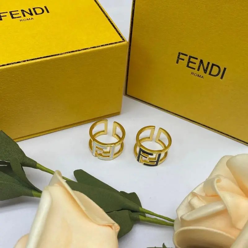 FENDI Gold Tone FF Logo Ring Set for Women Fashion Jewelry