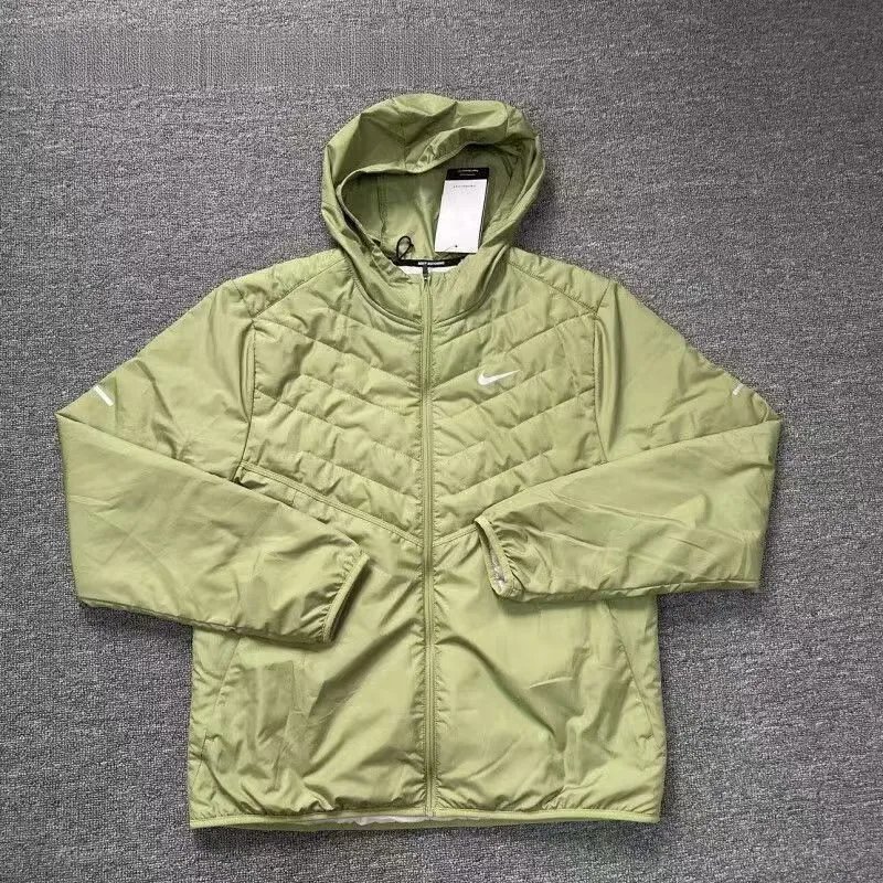 Nike Green Quilted Hooded Jacket for Men Women Outdoor Sport Wear