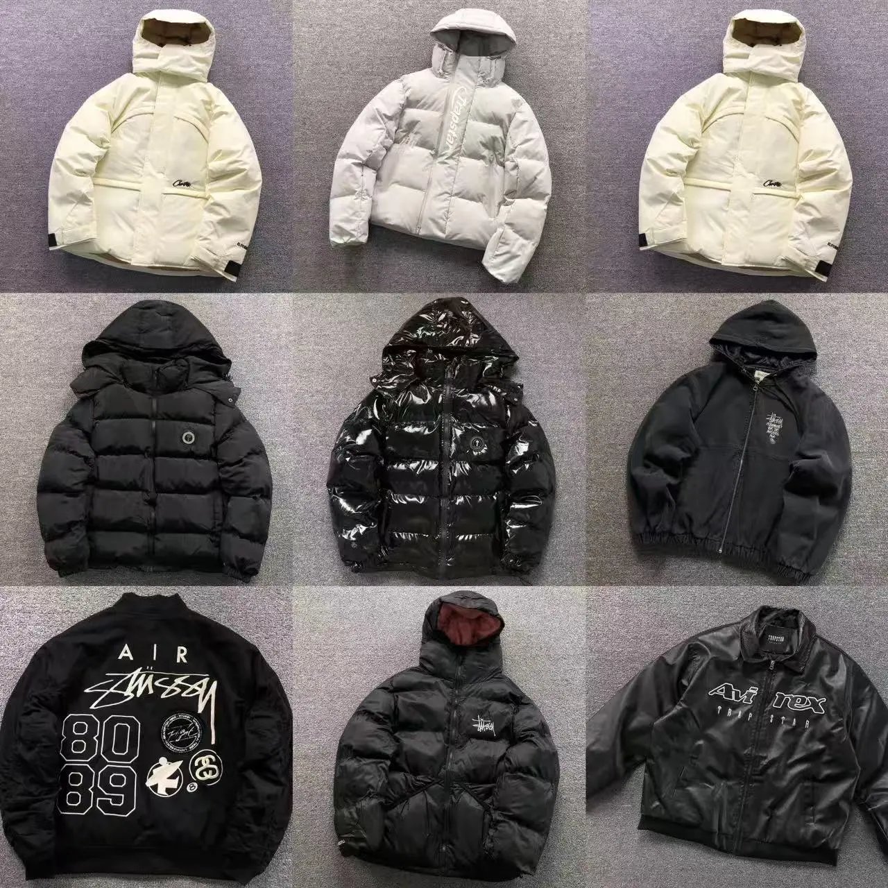 Stussy Hooded Puffer Jacket Men's Winter Coat Black White