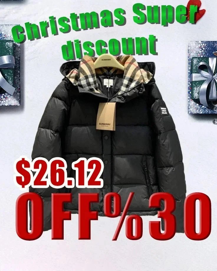 Burberry Black Puffer Jacket with Check Lining Christmas Sale