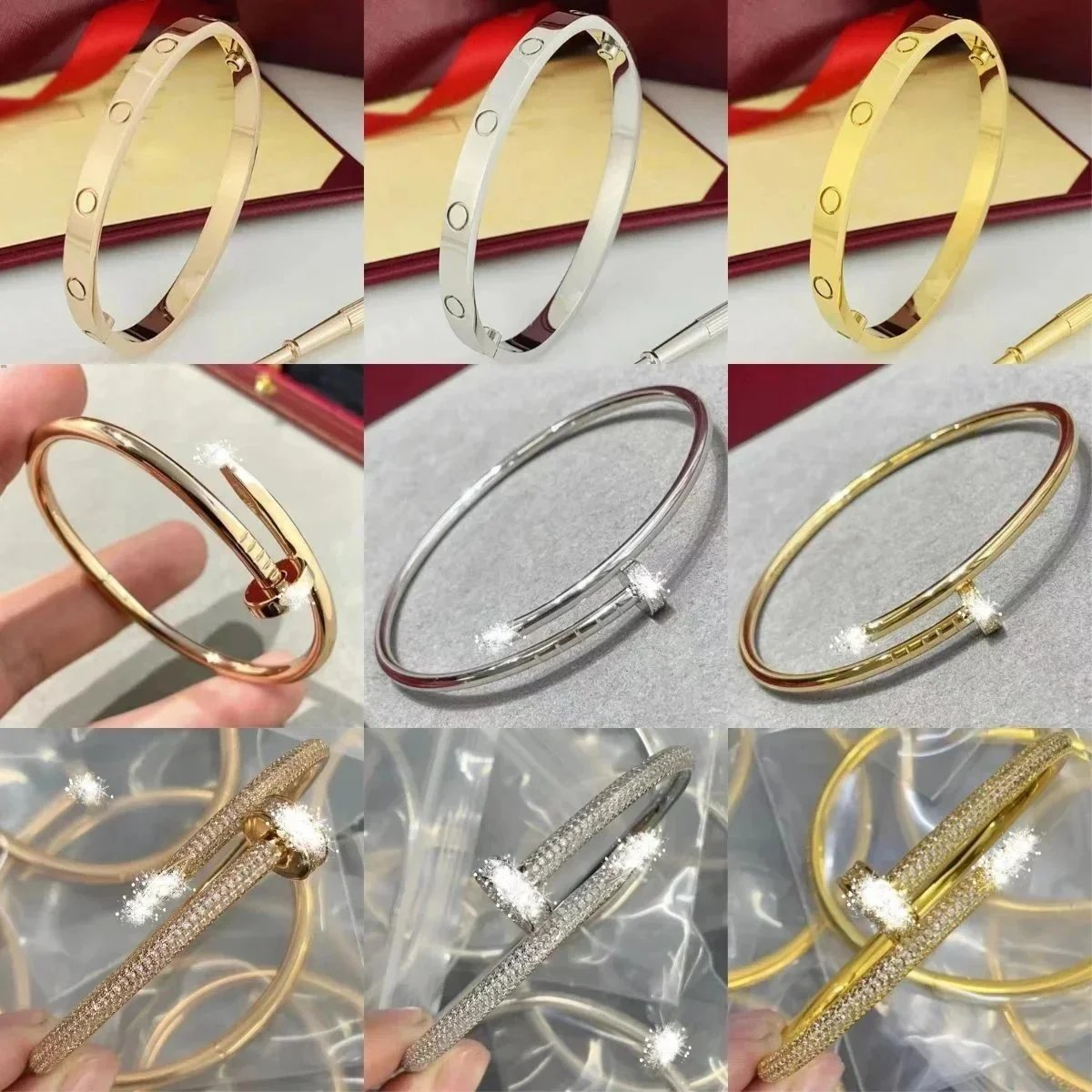 Elegant Gold and Silver Bracelets with Crystal Accents