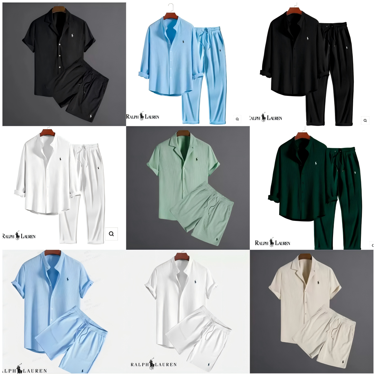 Men's Silk Pajama Sets Short Sleeve Shirt and Pants Sleepwear