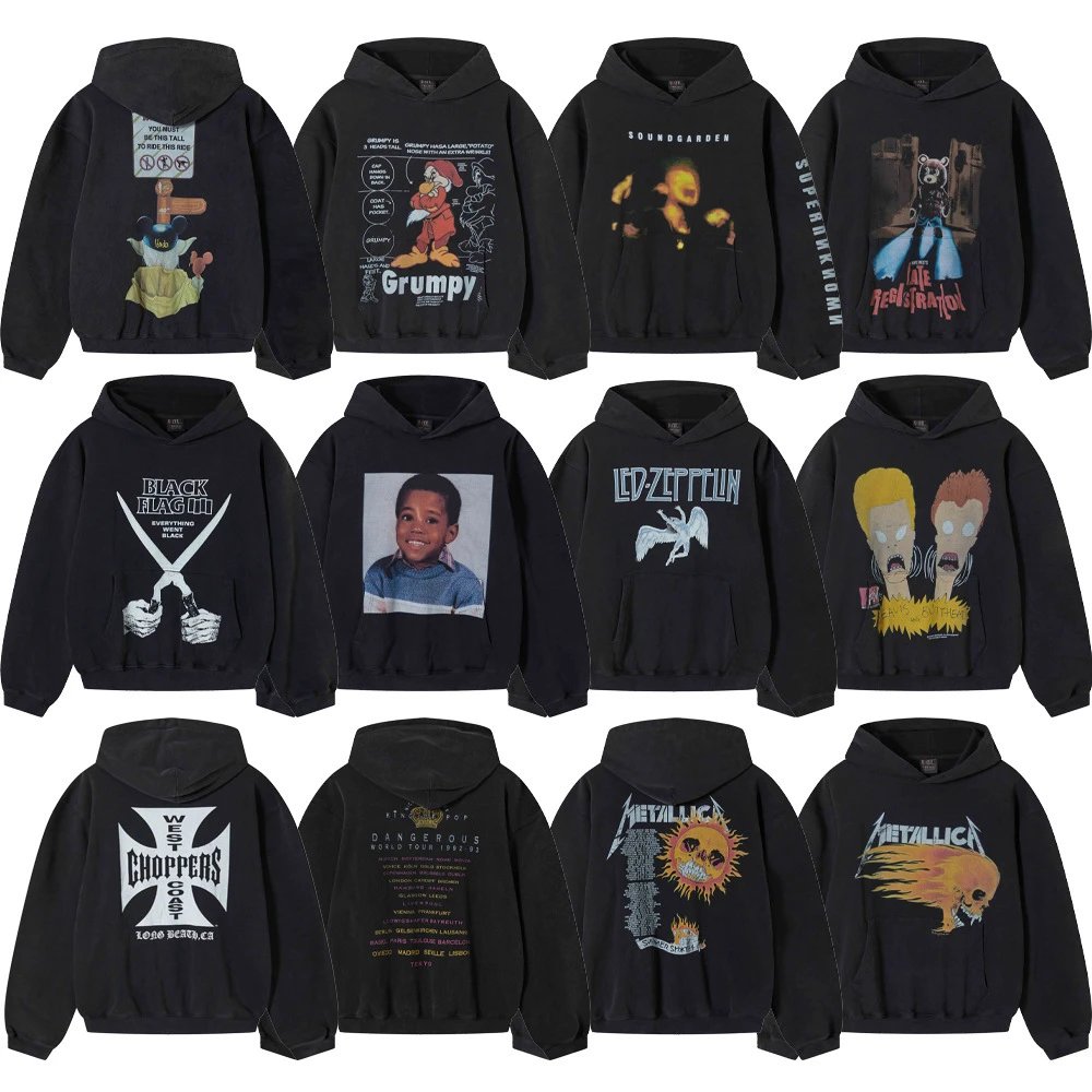 Black Hoodies with Band and Pop Culture Designs