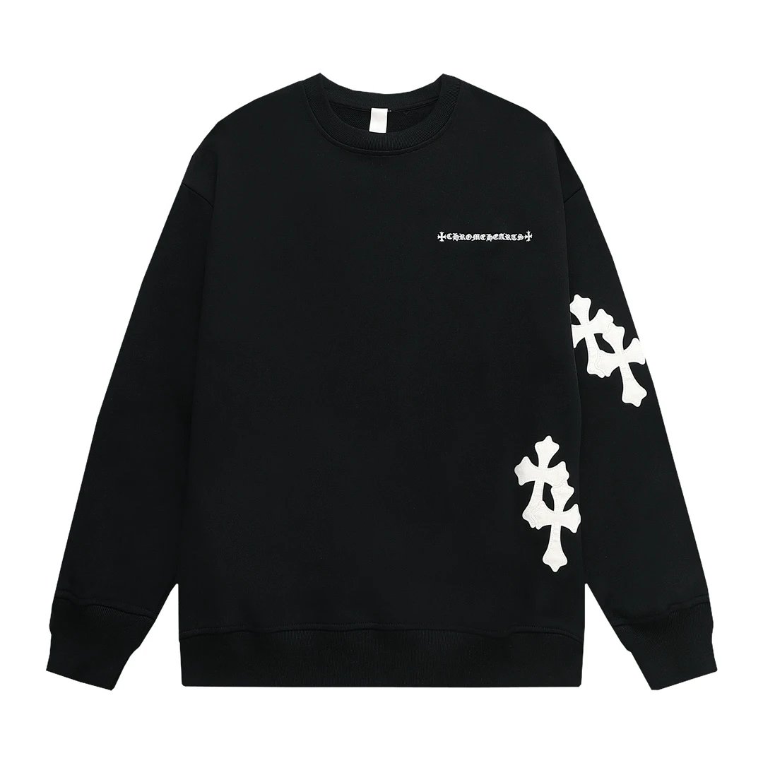 Chrome Hearts Black Sweatshirt with White Cross Design
