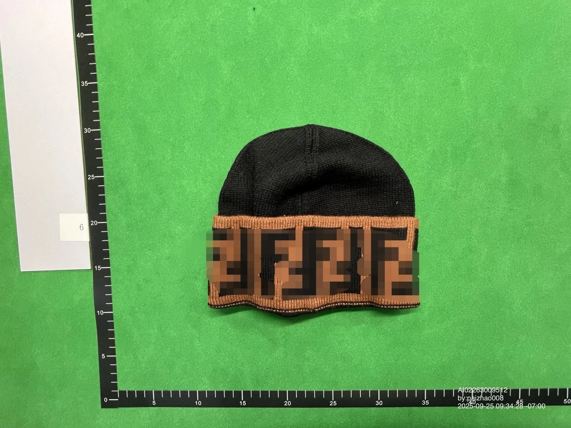 FENDI Black Knit Beanie with Brown Logo Band