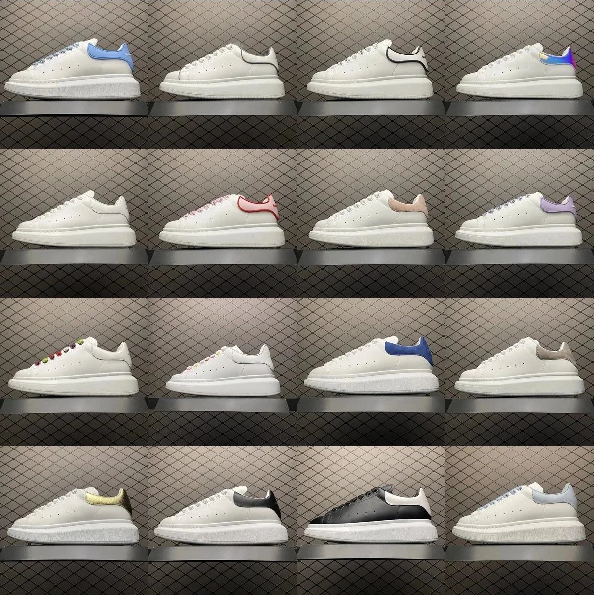 Alexander McQueen White Leather Sneakers with Colorful Accents