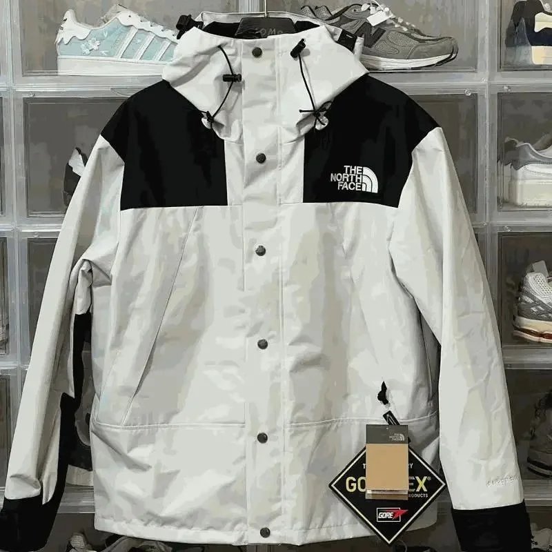 The North Face Gore-Tex Jacket White Black Outdoor Waterproof Coat