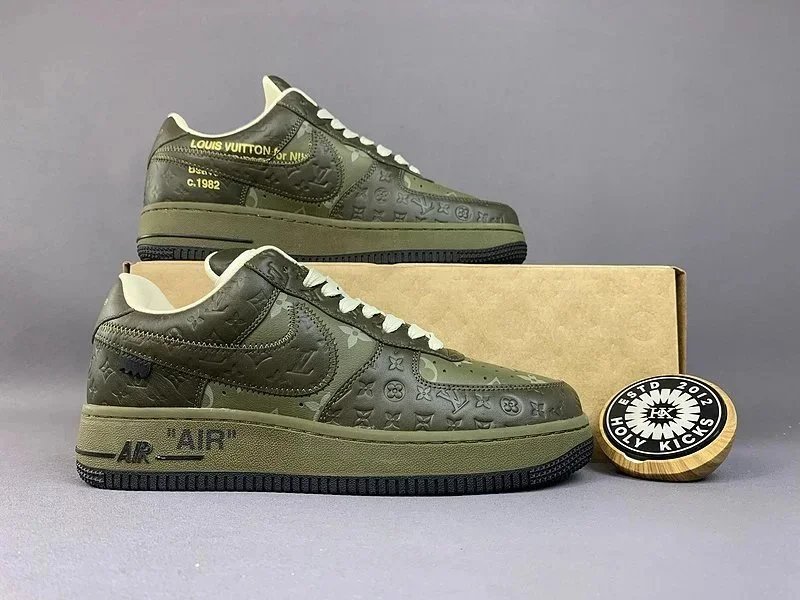 Louis Vuitton x Nike Air Force 1 Low Camo Green Sneakers