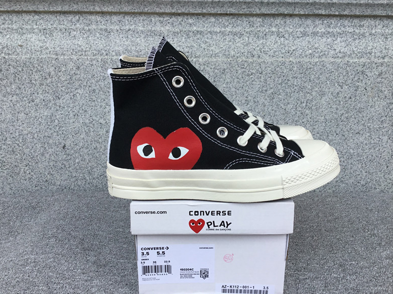 Converse Play High Top Sneakers with Red Heart Design