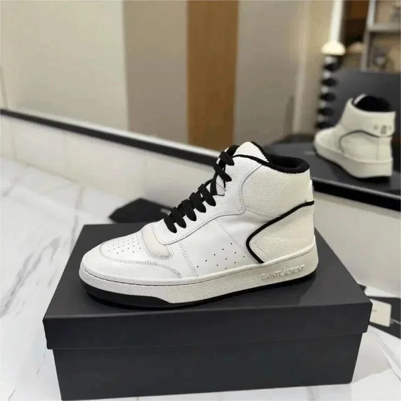 Saint Laurent White High Top Sneakers Men's Fashion Shoes