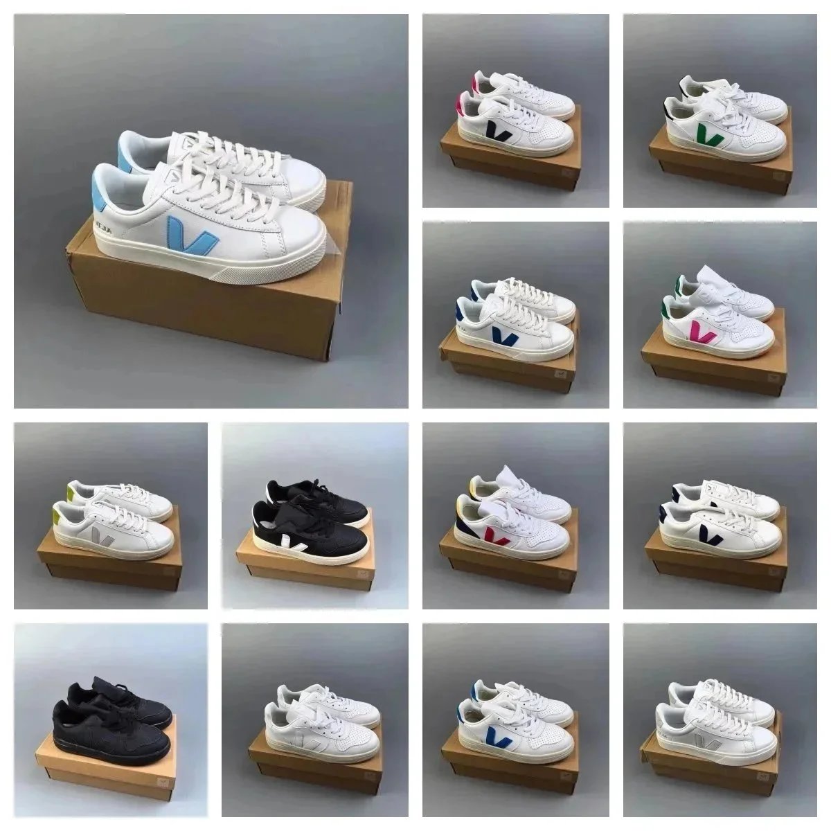 Veja V10 White Sneakers with Colorful Logo
