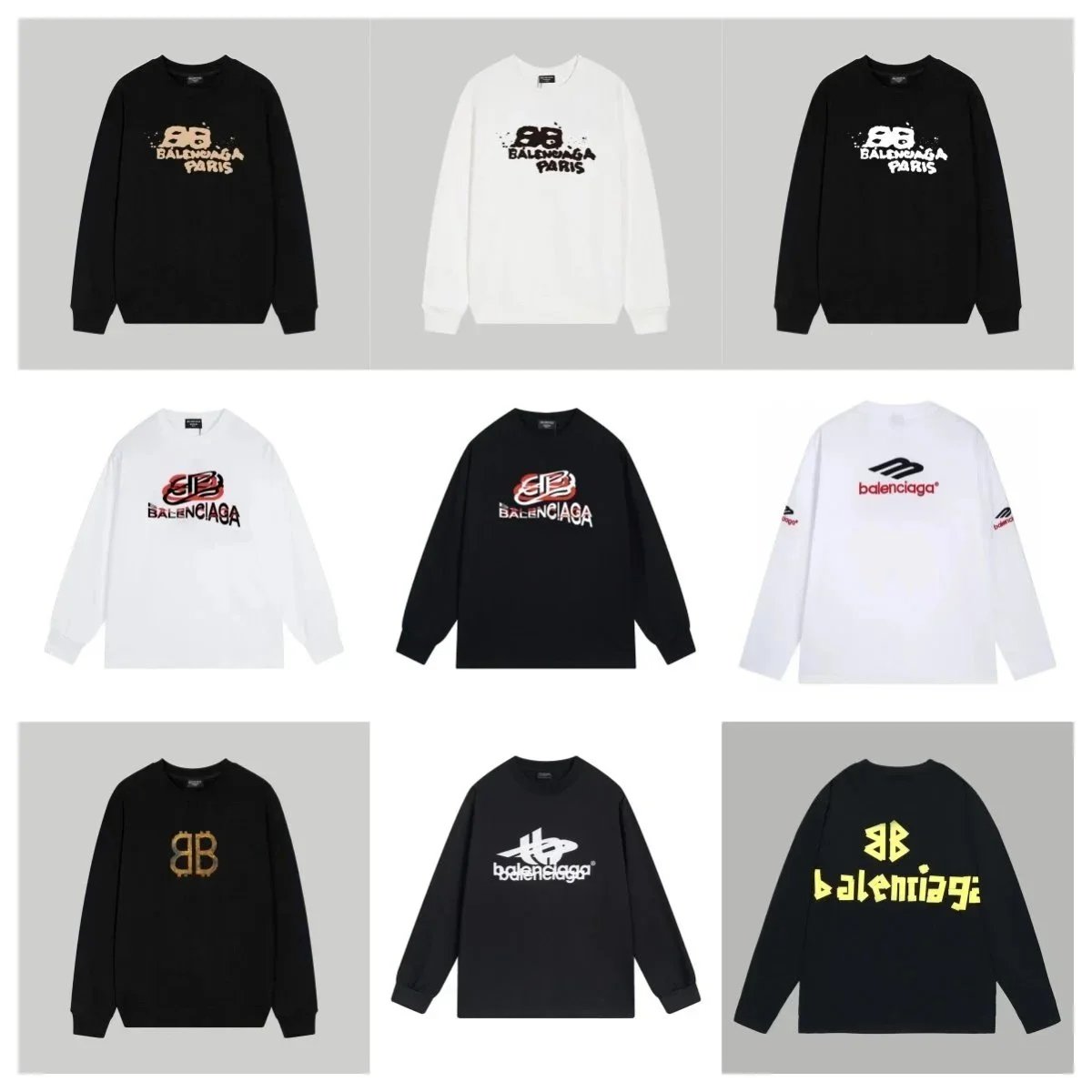Balenciaga Logo Print Long Sleeve T-Shirt Men Women Fashion Streetwear