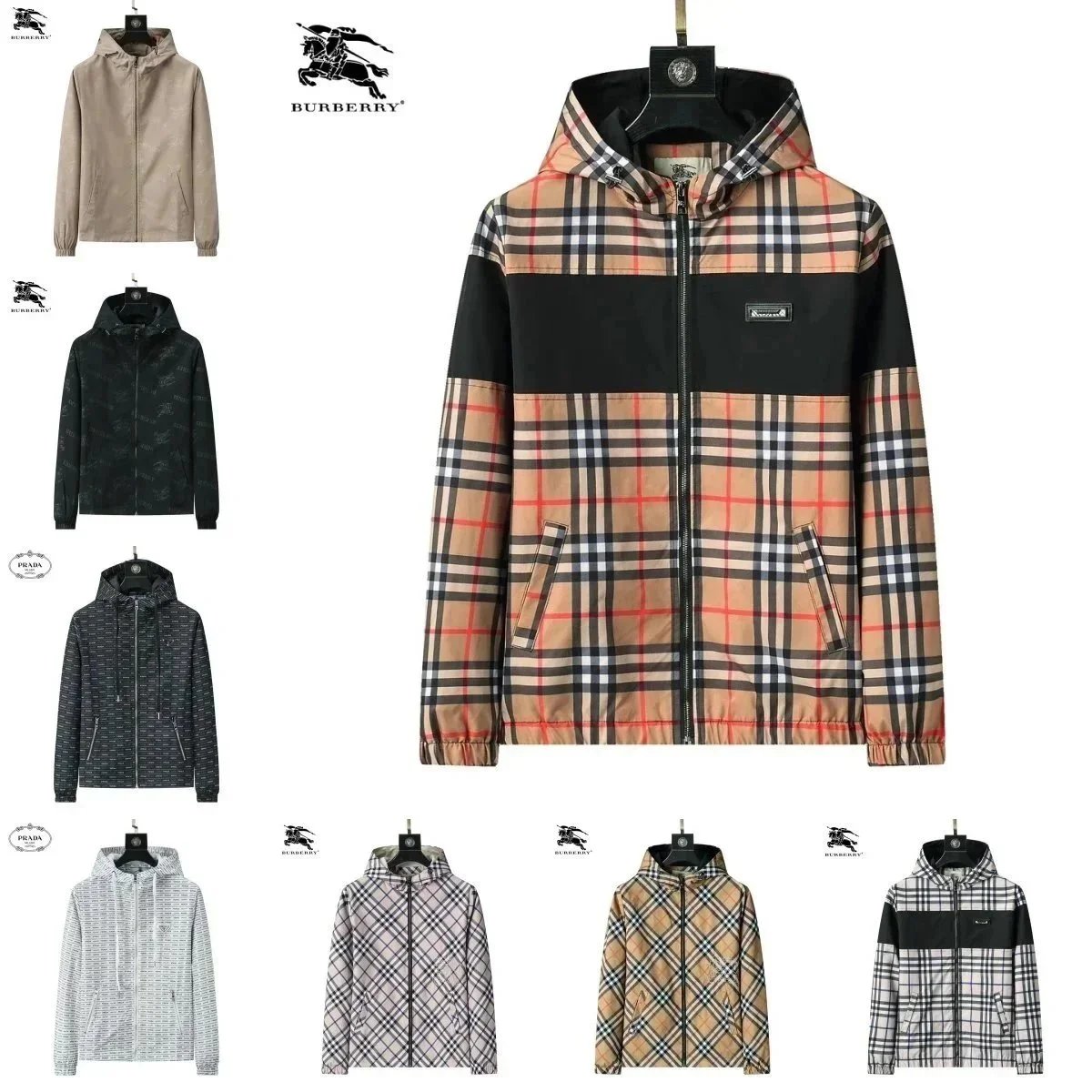 Burberry Check Pattern Hooded Jacket Men's Fashion Outerwear