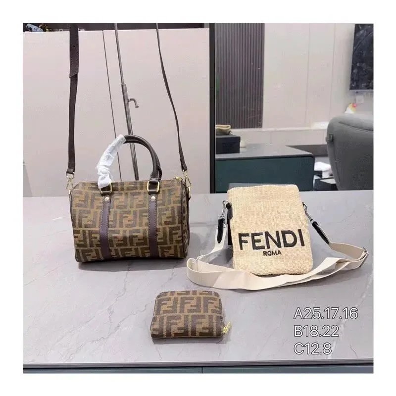 FENDI FF Logo Print Bag Set with Crossbody and Wallet