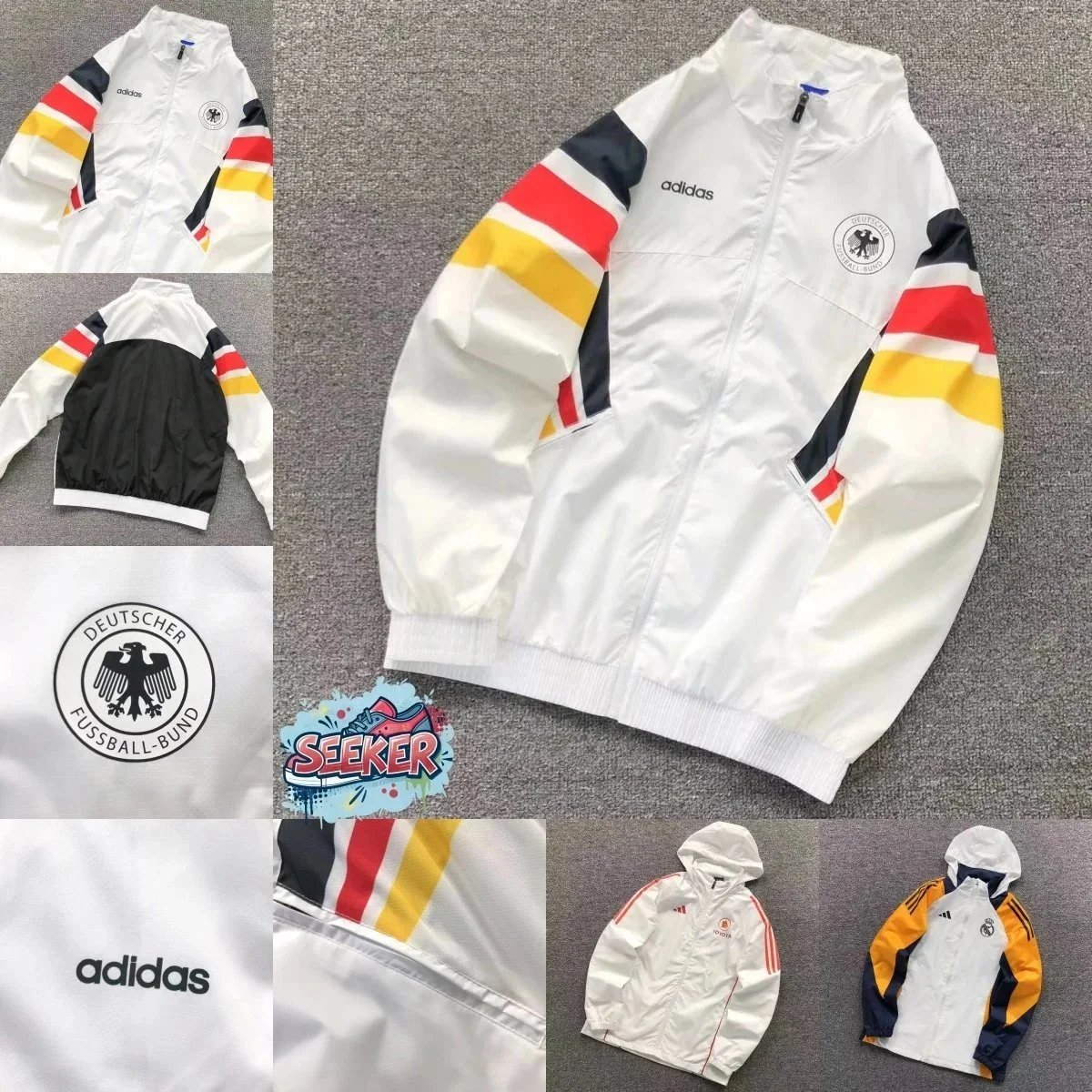 Adidas Germany National Team White Track Jacket with Color Stripes