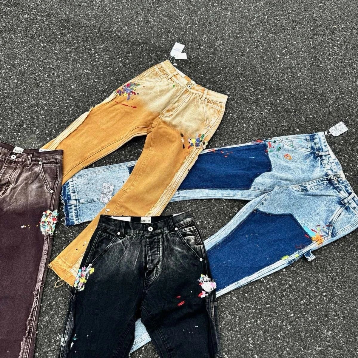 Artistic Paint Splatter Denim Pants for Men and Women
