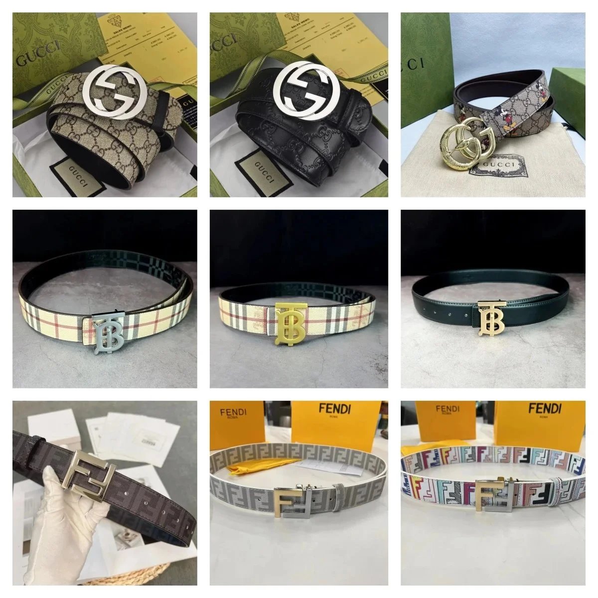 Gucci and Fendi Designer Belts with Logo Buckles