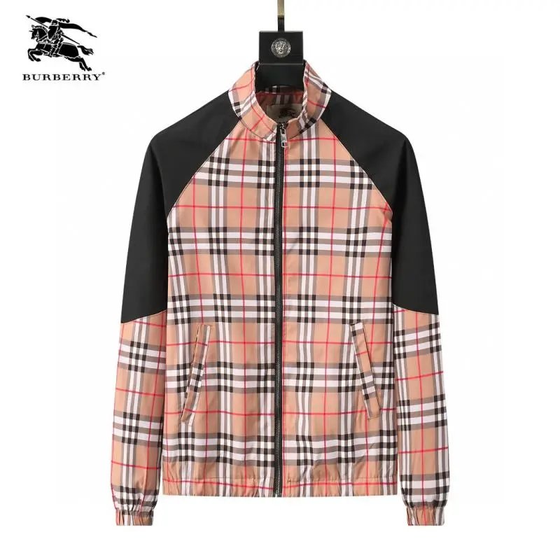 Burberry Check Pattern Men's Jacket with Black Sleeves