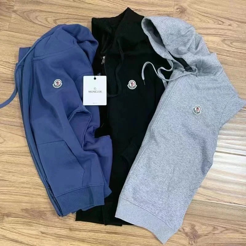 Moncler Hoodie Sweatshirt Men Women Fashion Logo Patch Zip Up Hooded Sweater