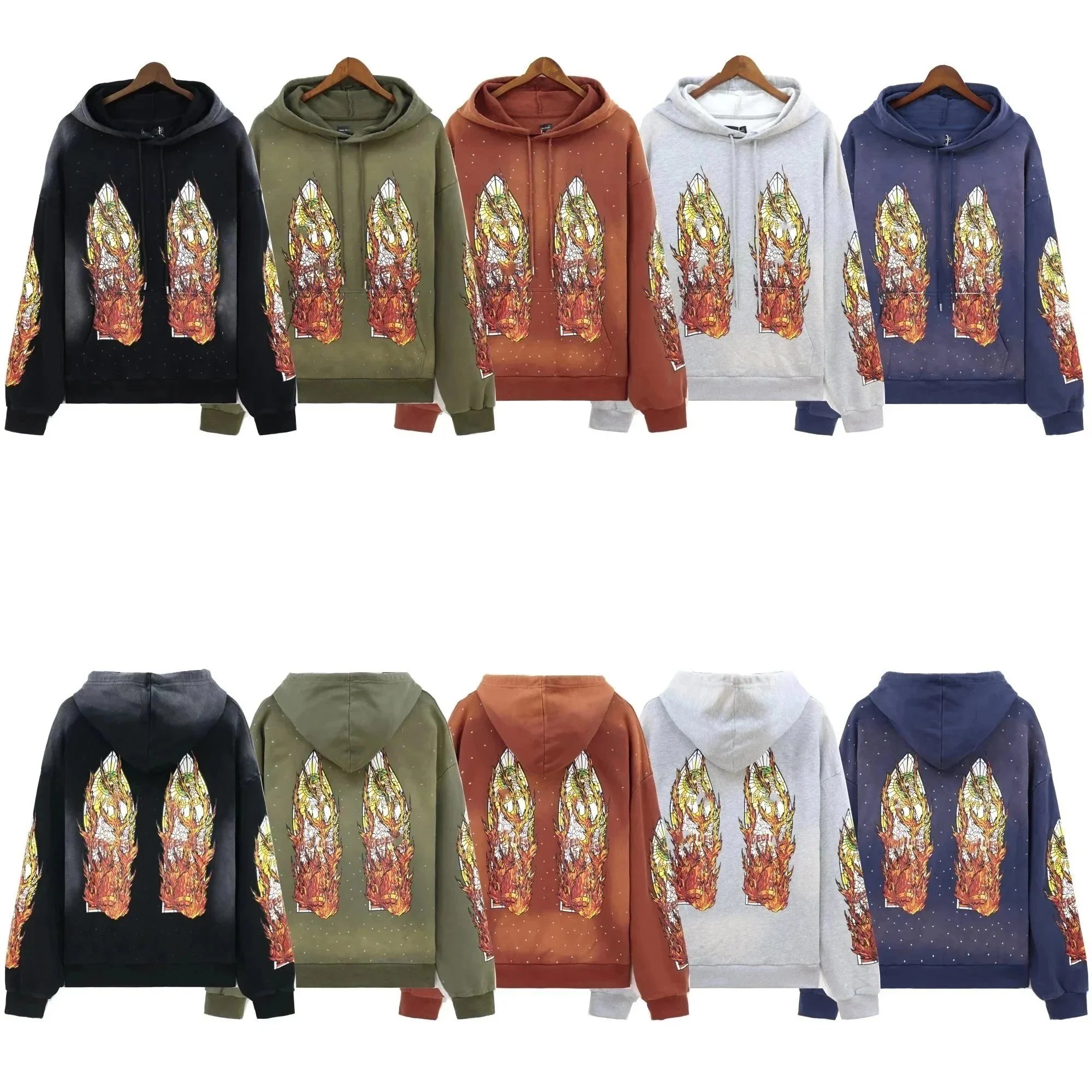 Flame Dragon Print Hoodie Sweatshirt for Men and Women
