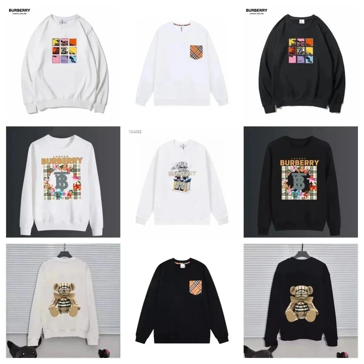 Burberry Sweatshirts with Logo and Bear Design
