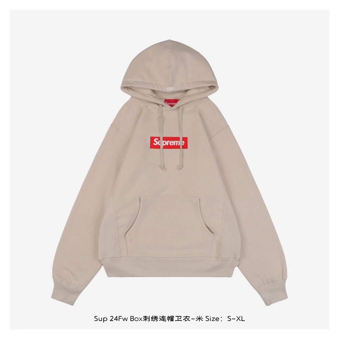 Supreme 24FW Box Logo Hooded Sweatshirt Beige