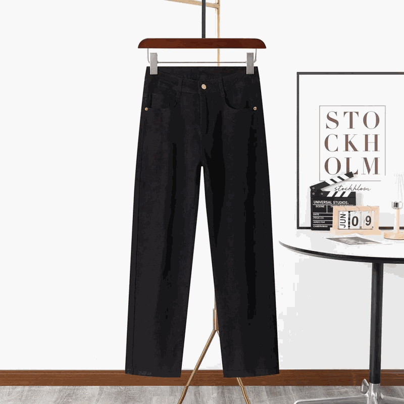 Black Wide Leg Pants Women Casual High Waist Straight Trousers