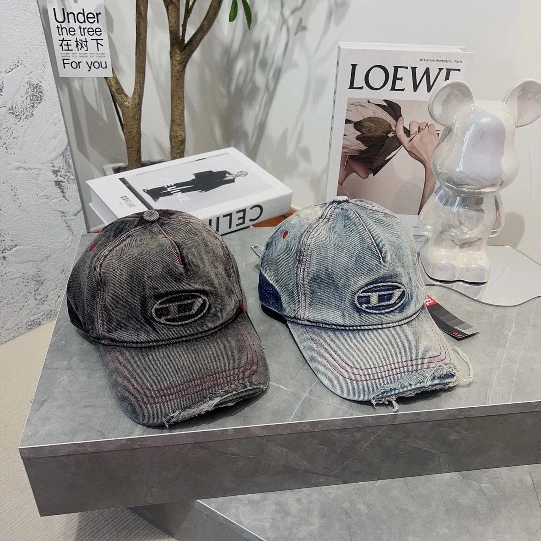Denim Baseball Cap with Logo Patch for Men and Women