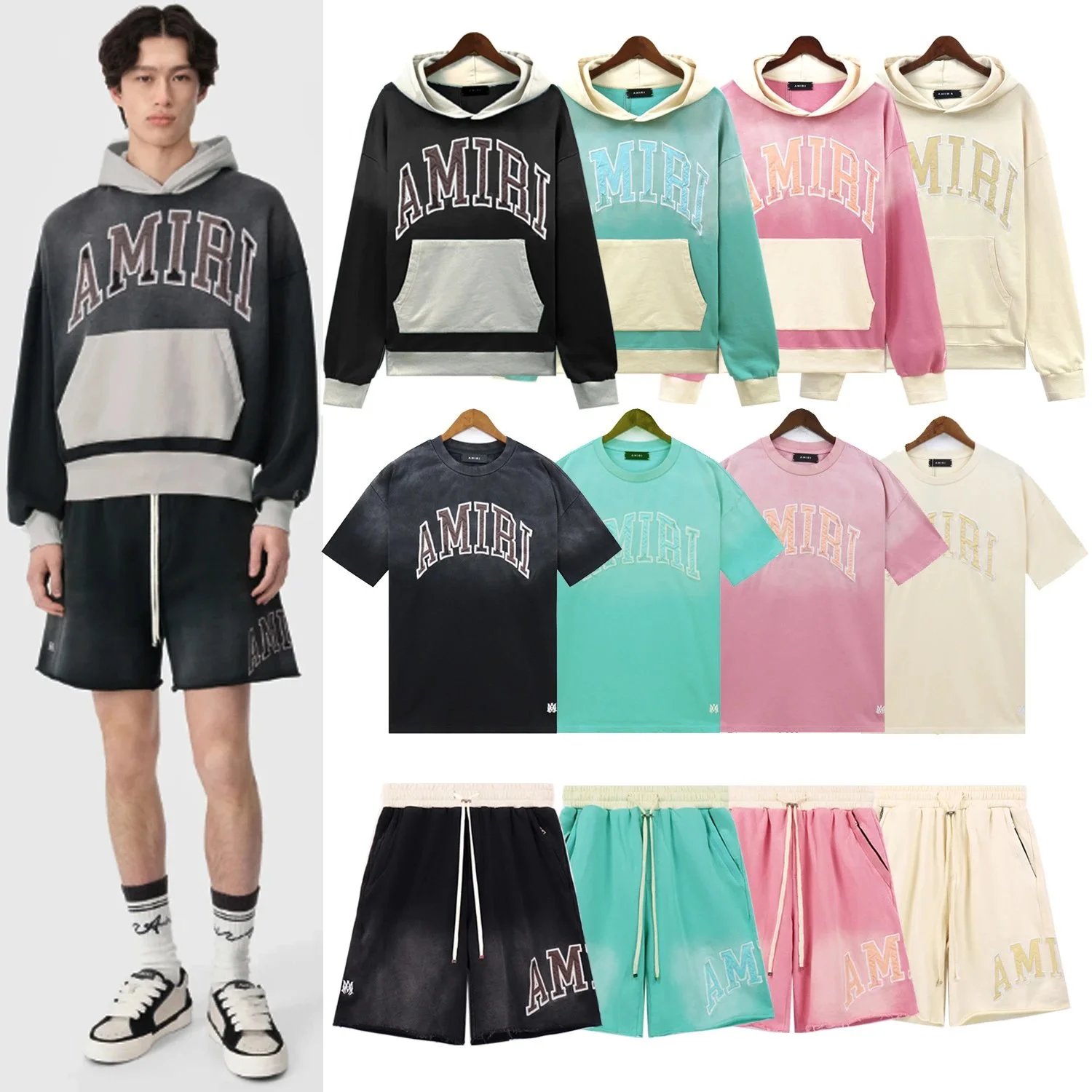 AMIRI Hoodie T-Shirt Shorts Set Men's Streetwear Collection