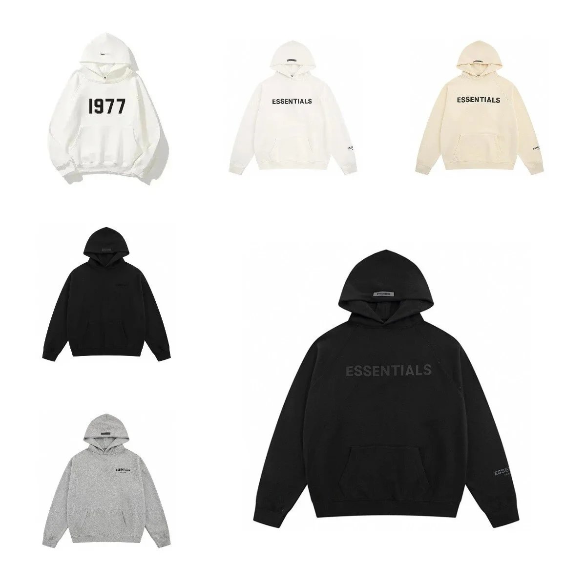 Essentials Hoodie Sweatshirt 1977 Logo Print Oversized Pullover