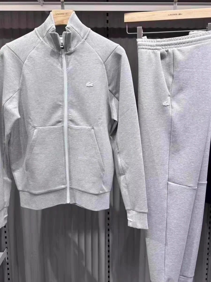 LACOSTE Gray Full-Zip Track Jacket and Matching Pants Set