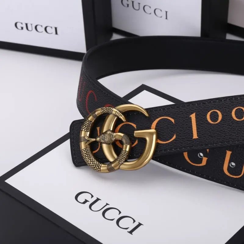 Gucci Double G Logo Belt with Snake Design Buckle