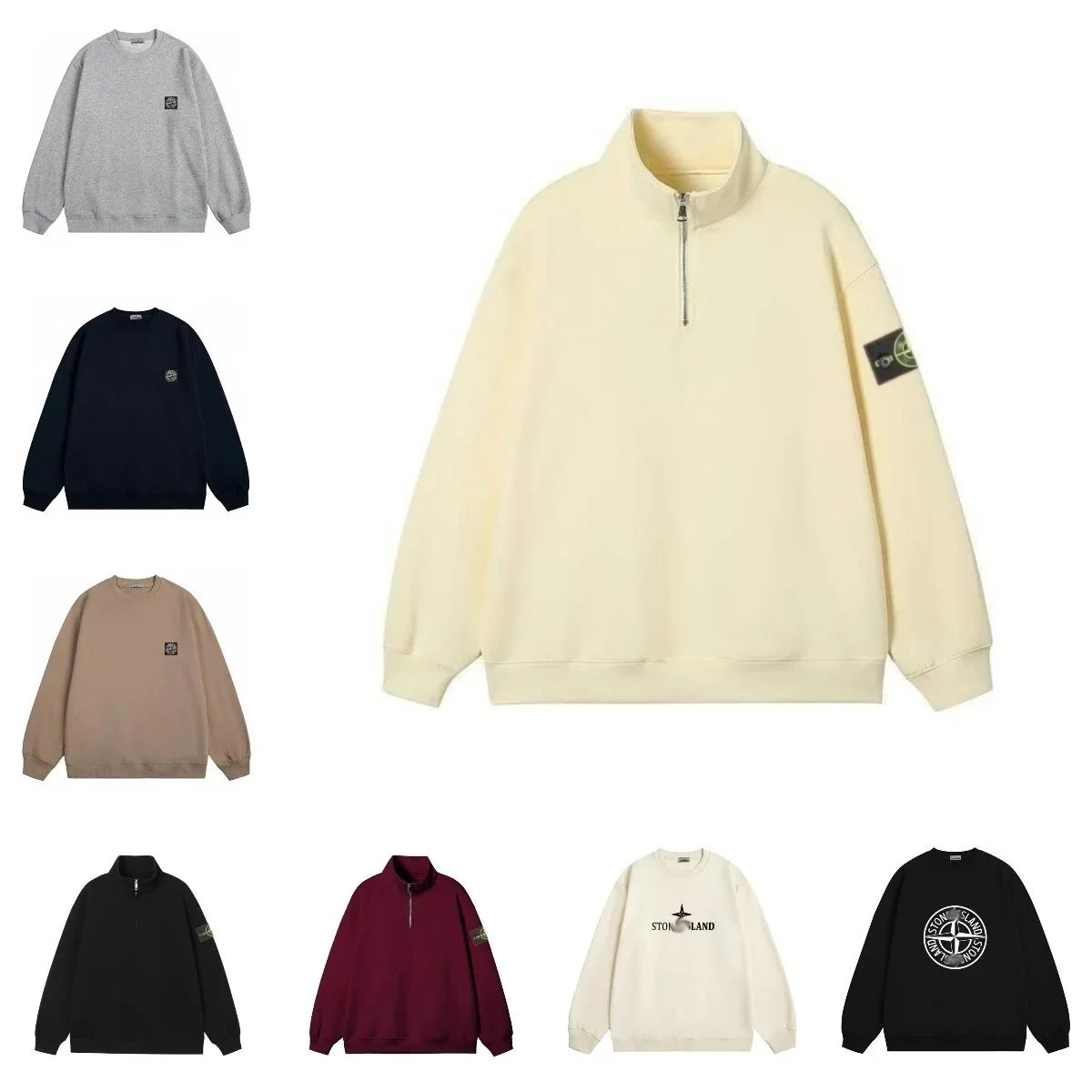 Stone Island Half-Zip Sweatshirt Men's Oversized Pullover