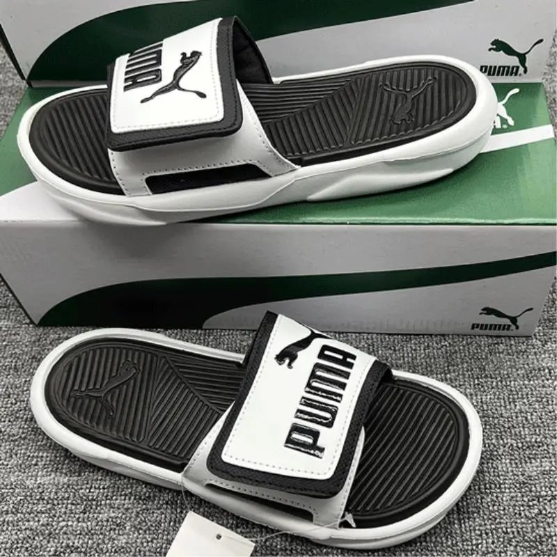 Puma Slide Sandals White Black Men Women Summer Casual Shoes