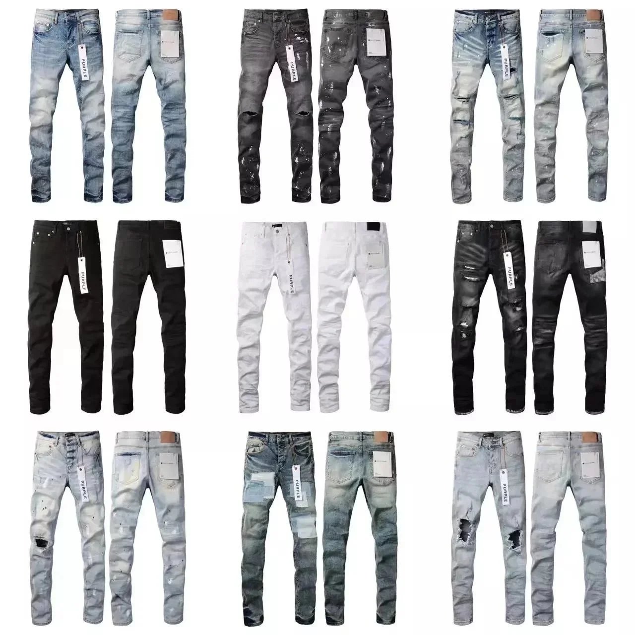 Men's Fashion Distressed Jeans Slim Fit Denim Pants