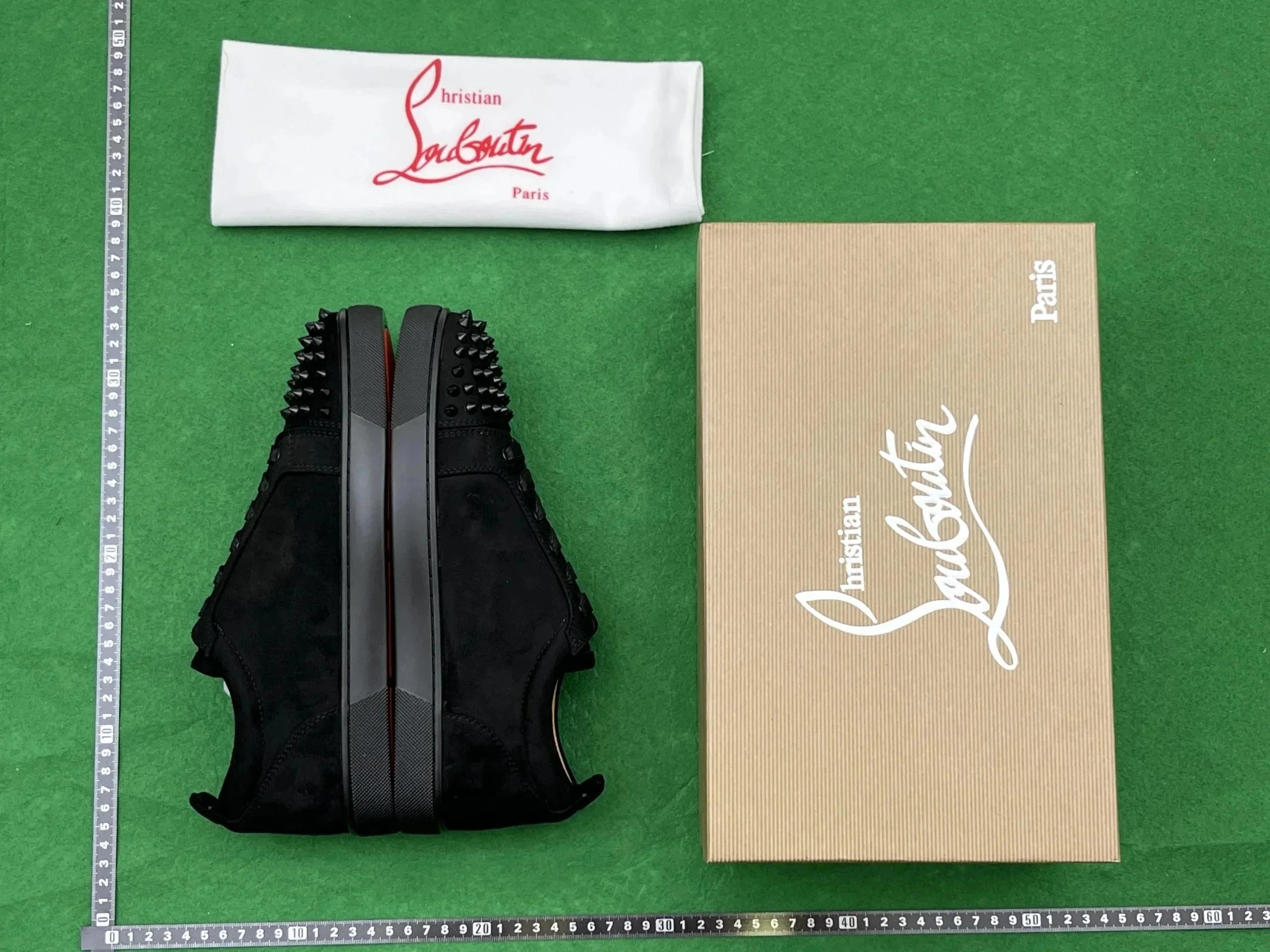 Christian Louboutin Black Suede Spike Sneakers