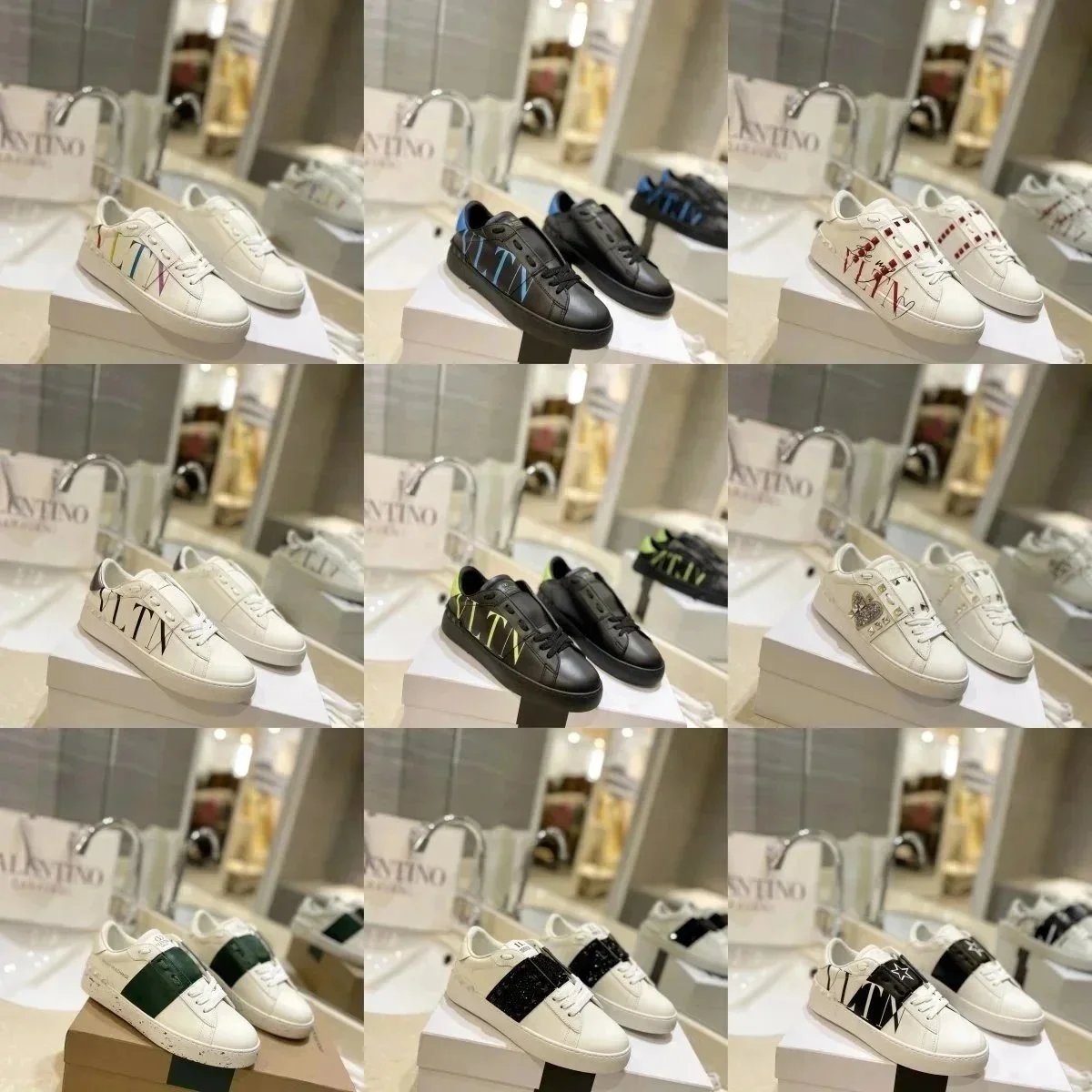 Valentino VLTN Sneakers White Black Leather Fashion Shoes