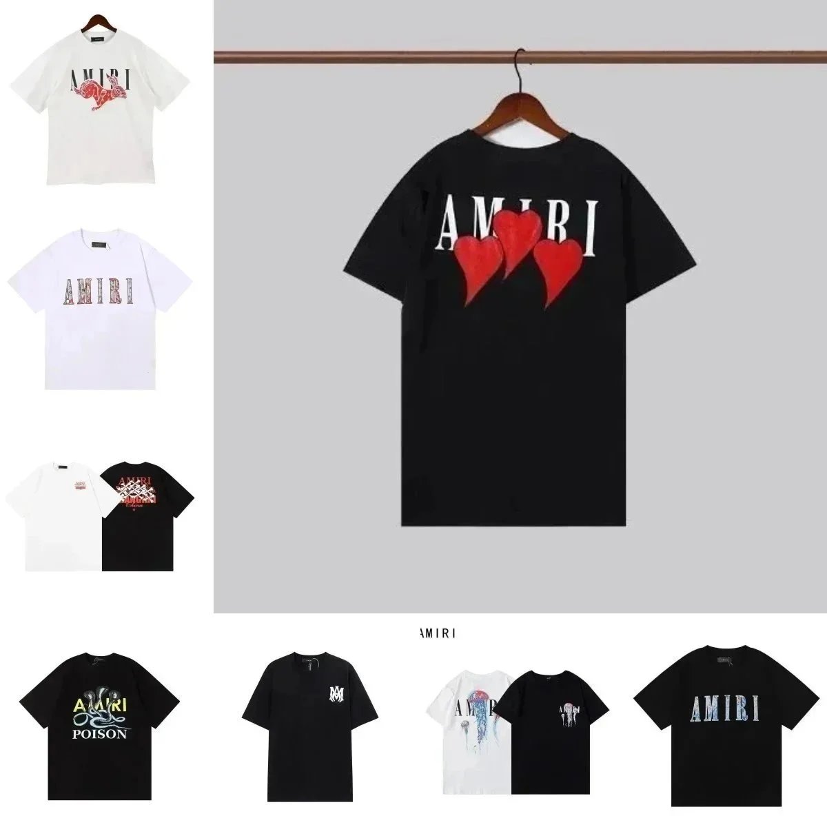 AMIRI Heart Logo T-Shirt Black Oversized Streetwear