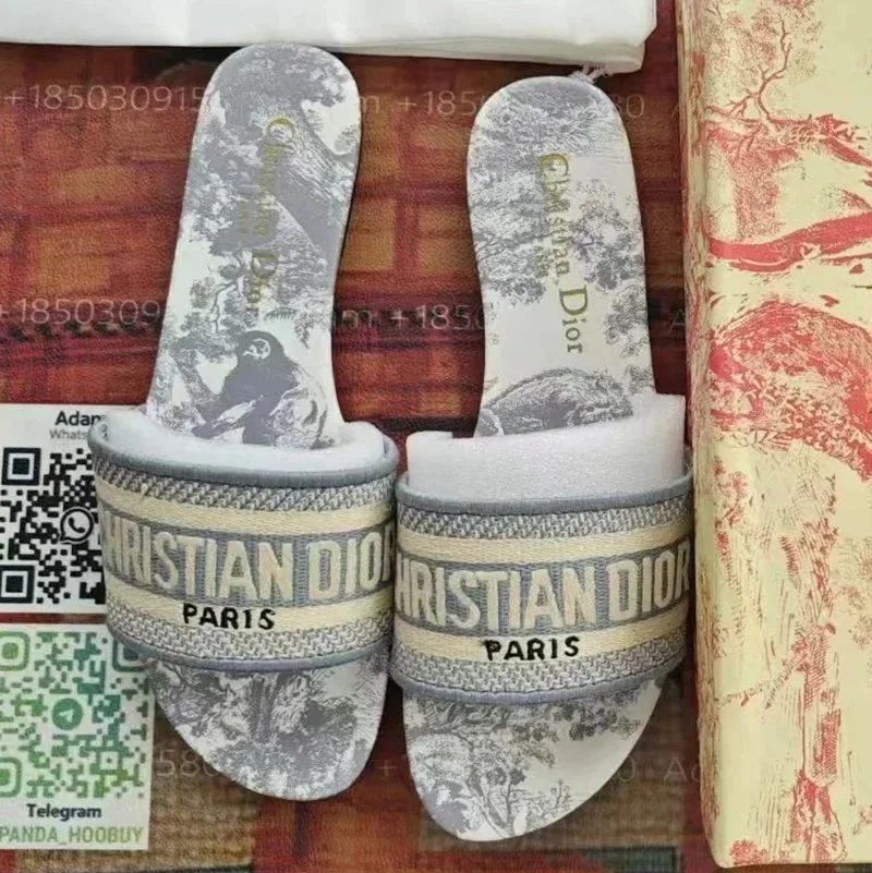 Christian Dior Paris Printed Slides Women's Fashion Sandals
