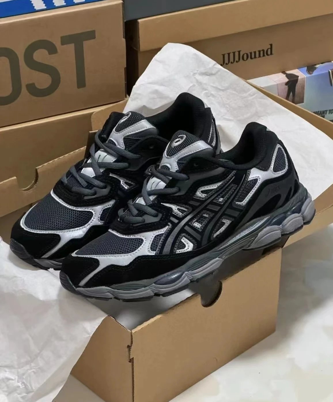 ASICS Gel-Kayano Running Shoes Black Silver Men's Athletic Sneakers