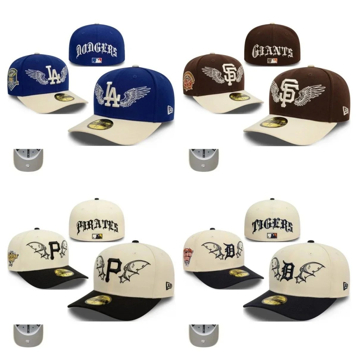 MLB Baseball Caps Dodgers Giants Pirates Tigers Wings Logo